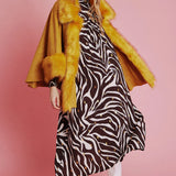Yellow Faux Fur Suede Cape Jacket-4