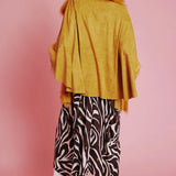 Yellow Faux Fur Suede Cape Jacket-3