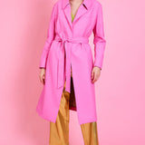 Pink Eco Leather Trench Coat-4