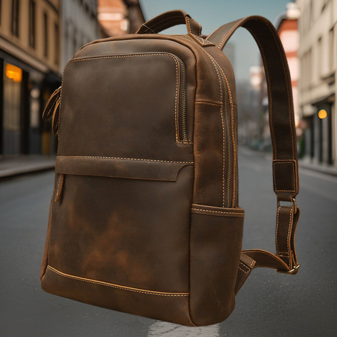 Sebastian™ — Classic Genuine Leather Backpack Brown Men's Statement Handbag, alternate view 4