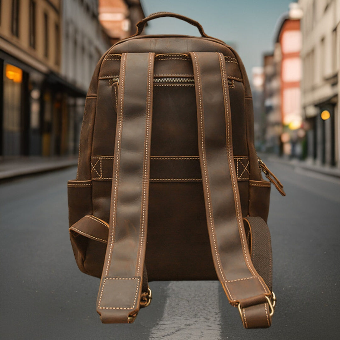 Sebastian™ — Classic Genuine Leather Backpack Brown Men's Statement Handbag, alternate view 3