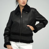 Black Merino Shearling Leather Jacket-1