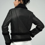 Black Merino Shearling Leather Jacket-2
