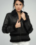 Black Merino Shearling Leather Jacket-0