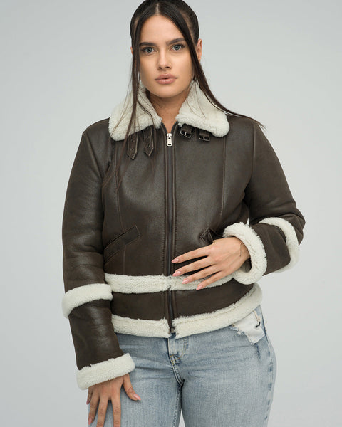 Brown Merino Shearling Leather Jacket-1