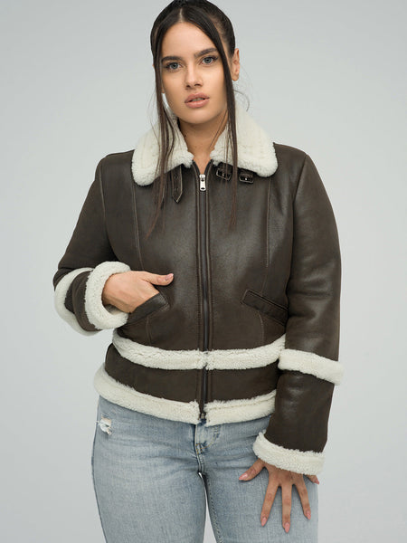 Brown Merino Shearling Leather Jacket-0