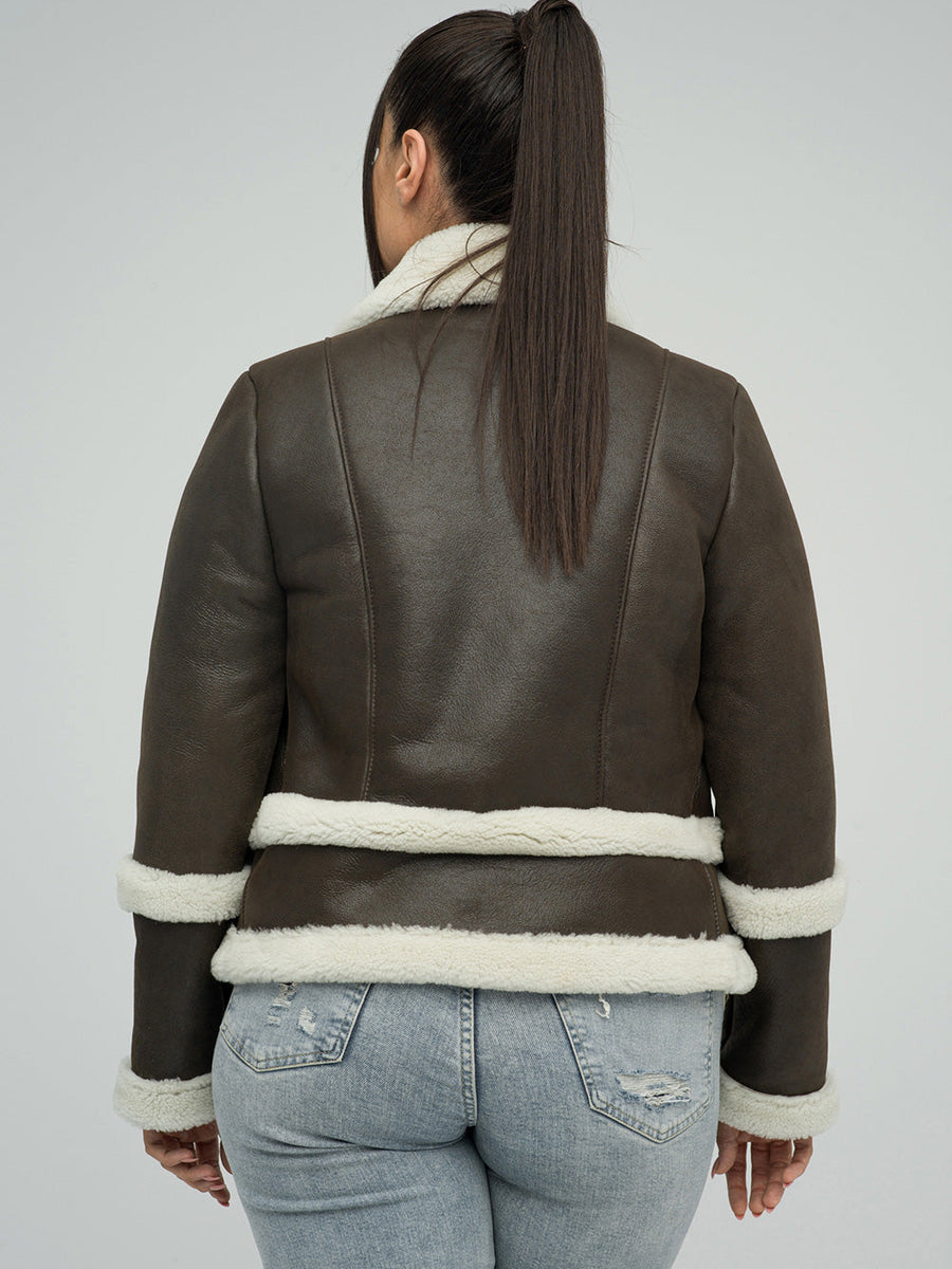 Brown Merino Shearling Leather Jacket-2