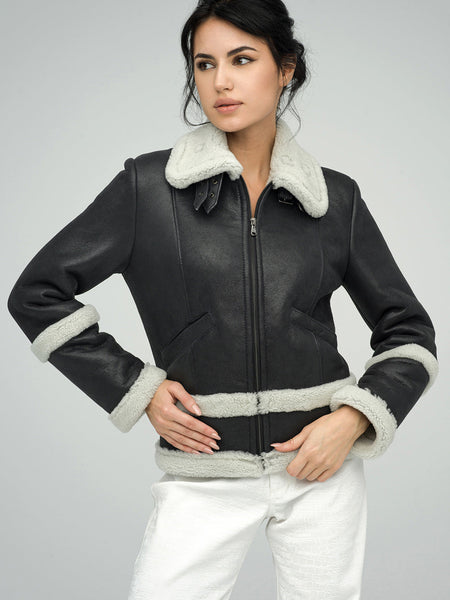 Gray Merino Shearling Leather Jacket-1