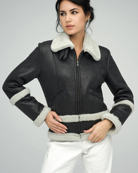 Gray Merino Shearling Leather Jacket-1