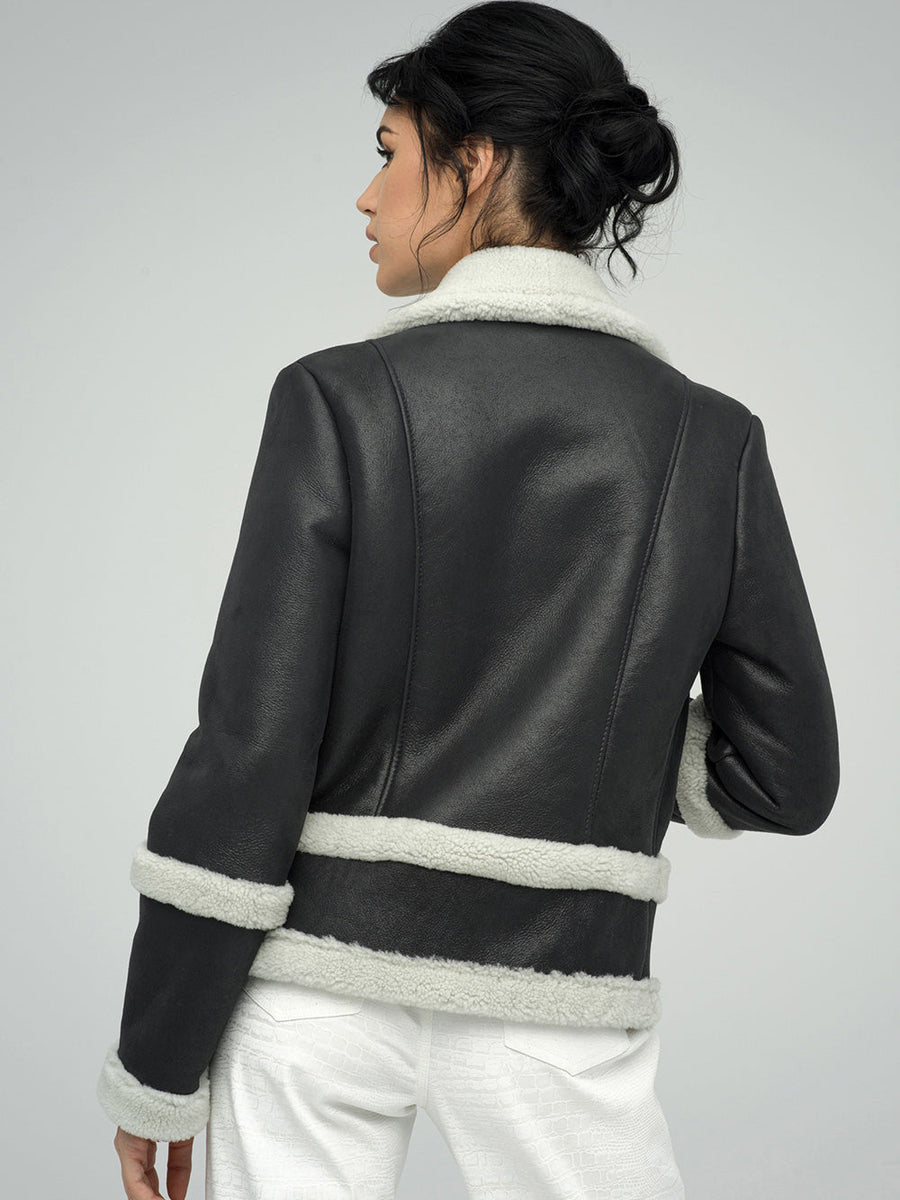 Gray Merino Shearling Leather Jacket-2