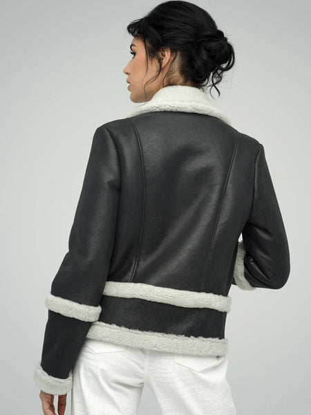 Gray Merino Shearling Leather Jacket-2