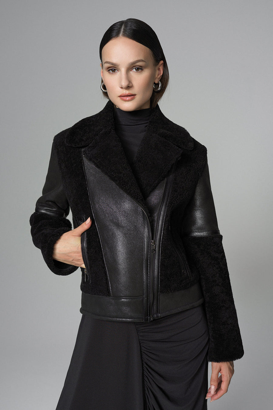 Lydienne — Black Shearling Leather Jacket