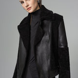 Black Shearling Leather Jacket-1