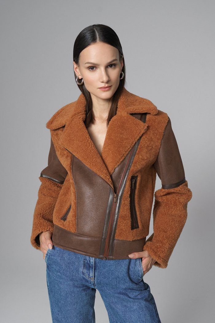 Leocadia Beaumont — Cognac Shearling Leather Jacket
