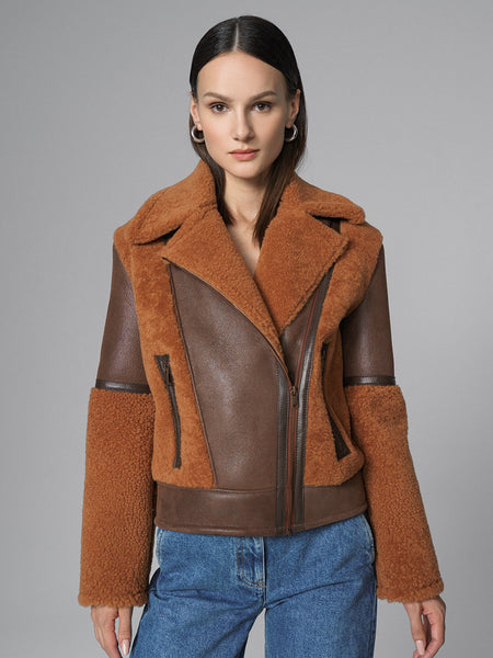 Cognac Shearling Leather Jacket-1