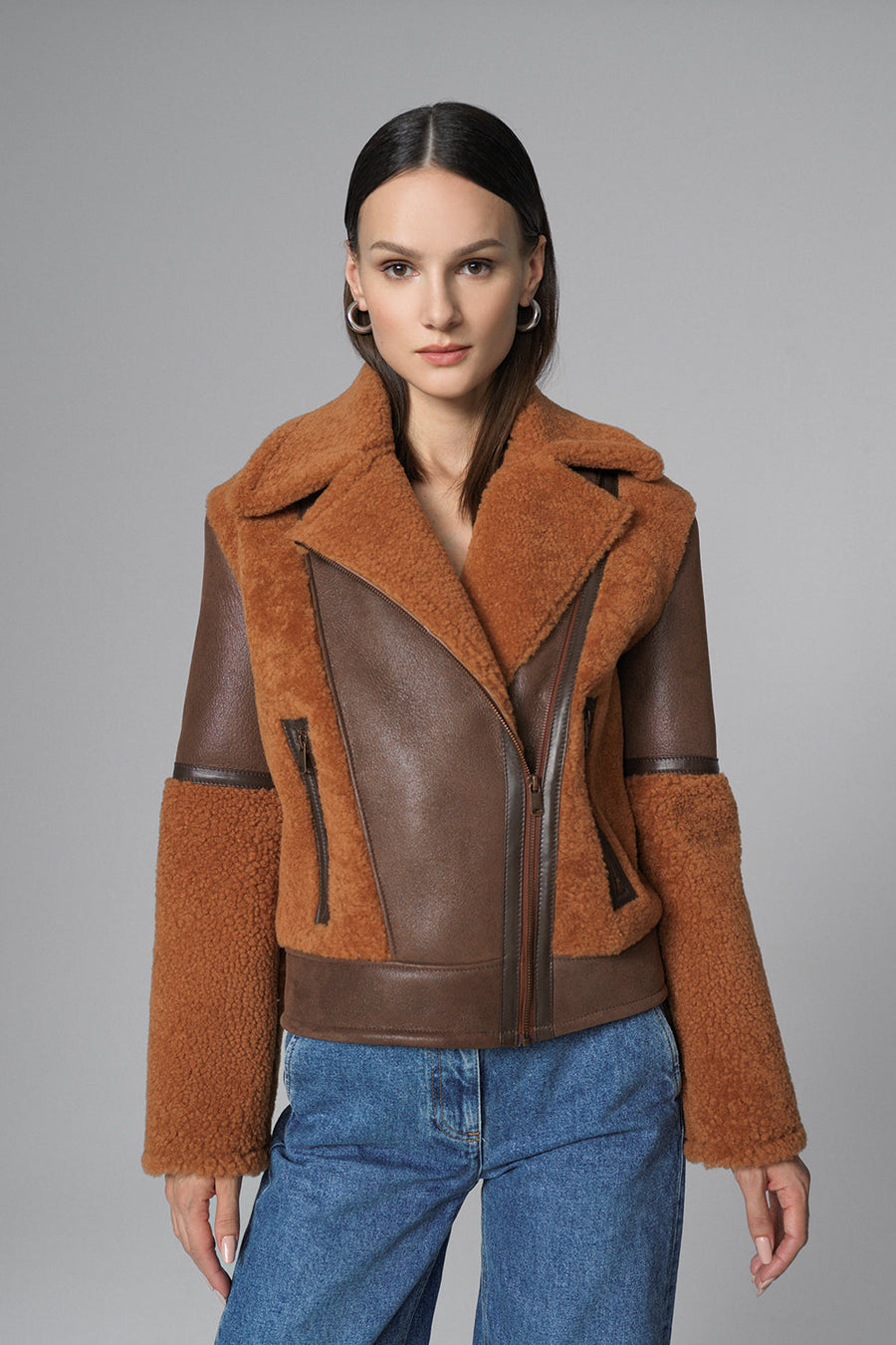 Leocadia Beaumont — Cognac Shearling Leather Jacket, alternate view 2