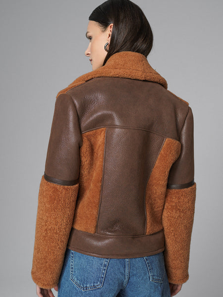 Cognac Shearling Leather Jacket-2