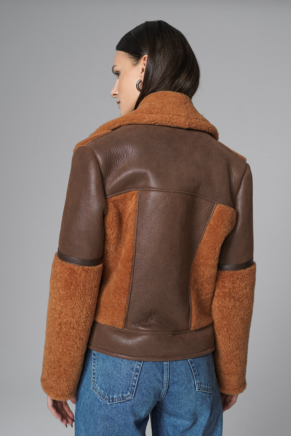 Leocadia Beaumont — Cognac Shearling Leather Jacket, alternate view 3