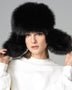 Black Genuine Arctic Fox Fur Sheepskin Hat