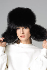 Verena Rivière — Black Genuine Arctic Fox Fur Sheepskin Hat Black Women's Coat or Jacket