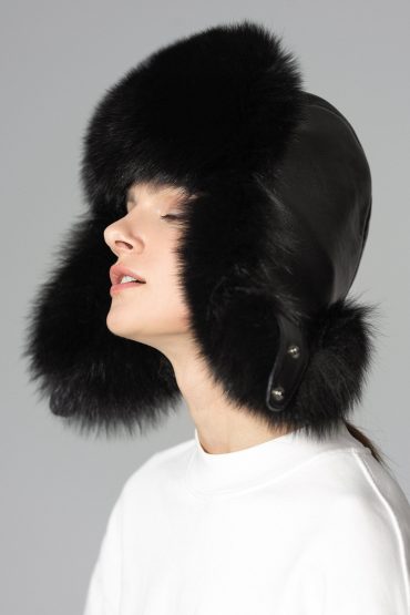 Verena Rivière — Black Genuine Arctic Fox Fur Sheepskin Hat Black Women's Coat or Jacket, alternate view 2