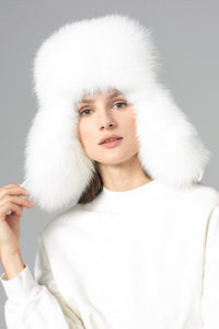 Penelope Rivière — White Genuine Arctic Fox Fur Sheepskin Hat White Women's Coat or Jacket