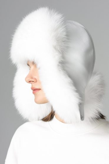 Penelope Rivière — White Genuine Arctic Fox Fur Sheepskin Hat White Women's Coat or Jacket, alternate view 2