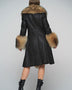 Black Genuine Maxi Sheepskin Overcoat with Arctic Raccoon Fur Detailing