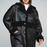 Black Sheepskin Bomber Jacket-2