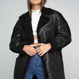 Black Sheepskin Bomber Jacket-0