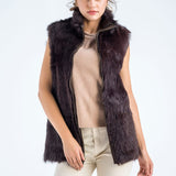 Brown Geniune Reversible Sheepskin Fur Vest-0