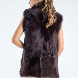 Brown Geniune Reversible Sheepskin Fur Vest-1