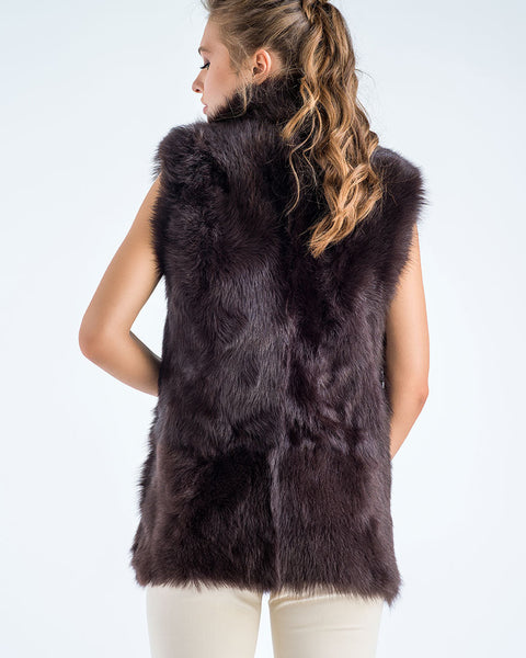 Brown Geniune Reversible Sheepskin Fur Vest-1