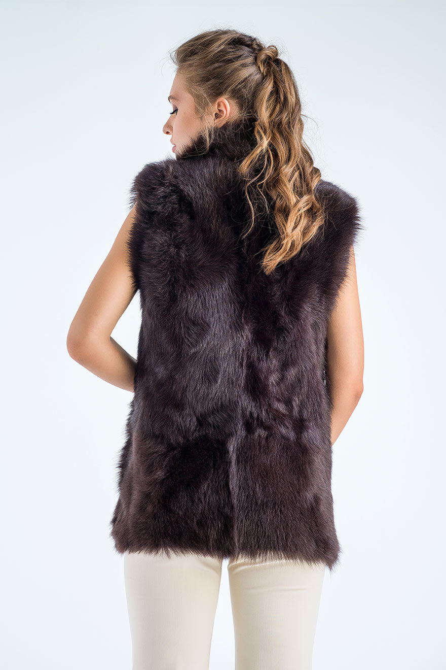 Marielle Rivière — Brown Geniune Reversible Sheepskin Fur Vest Brown Women's Coat or Jacket, alternate view 2