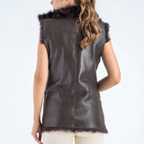 Brown Geniune Reversible Sheepskin Fur Vest-4