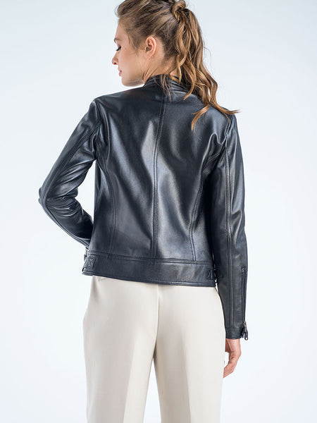 Black Genuine Cropped Leather Jacket