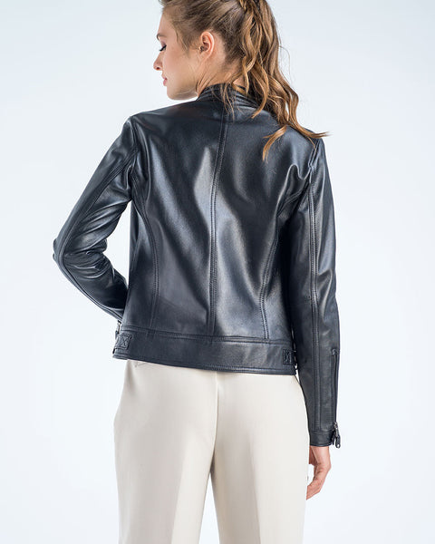 Black Genuine Cropped Leather Jacket