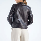 Brown Genuine Cropped Leather Jacket-1
