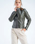 Olive Genuine Cropped Leather Jacket