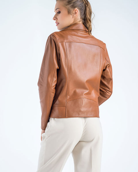 Cognac Genuine Classic Cut Leather Jacket-1