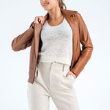 Cognac Genuine Classic Cut Leather Jacket-2