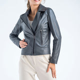 Gray Genuine Classic Cut Leather Jacket-3