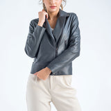 Gray Genuine Classic Cut Leather Jacket-2