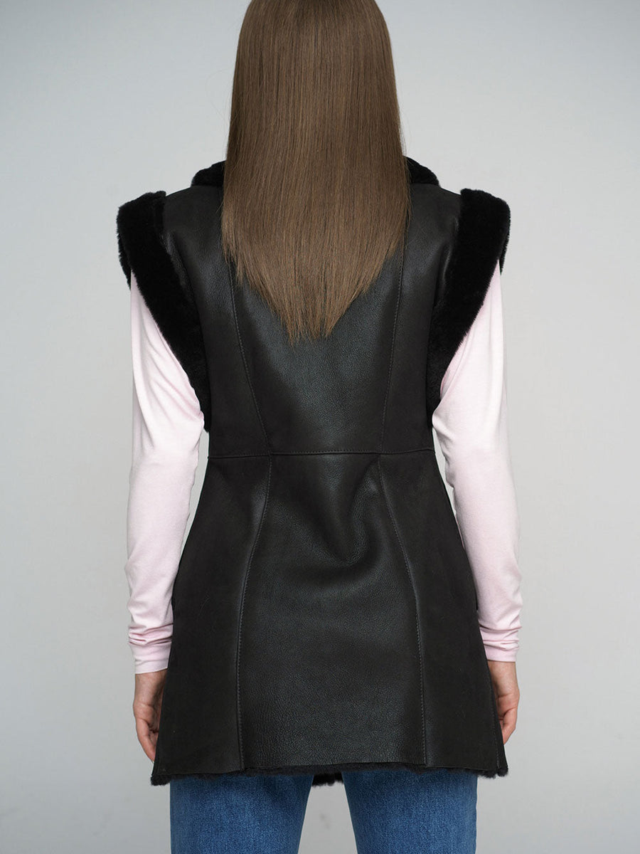 Black Merino Shearling Vest