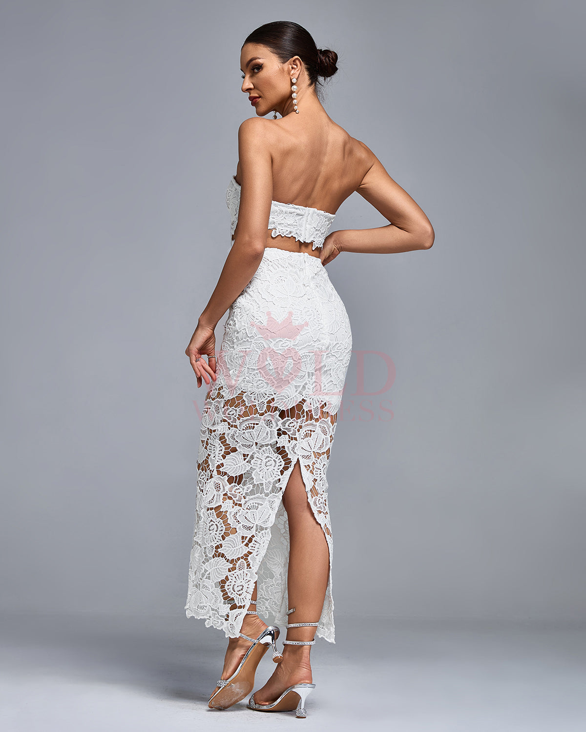 Ivory Lefèvre — Lace Floral Cutout Bustier Maxi Dress, alternate view 3