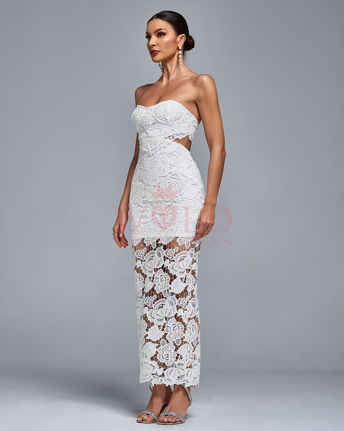 Ivory Lefèvre — Lace Floral Cutout Bustier Maxi Dress, alternate view 4