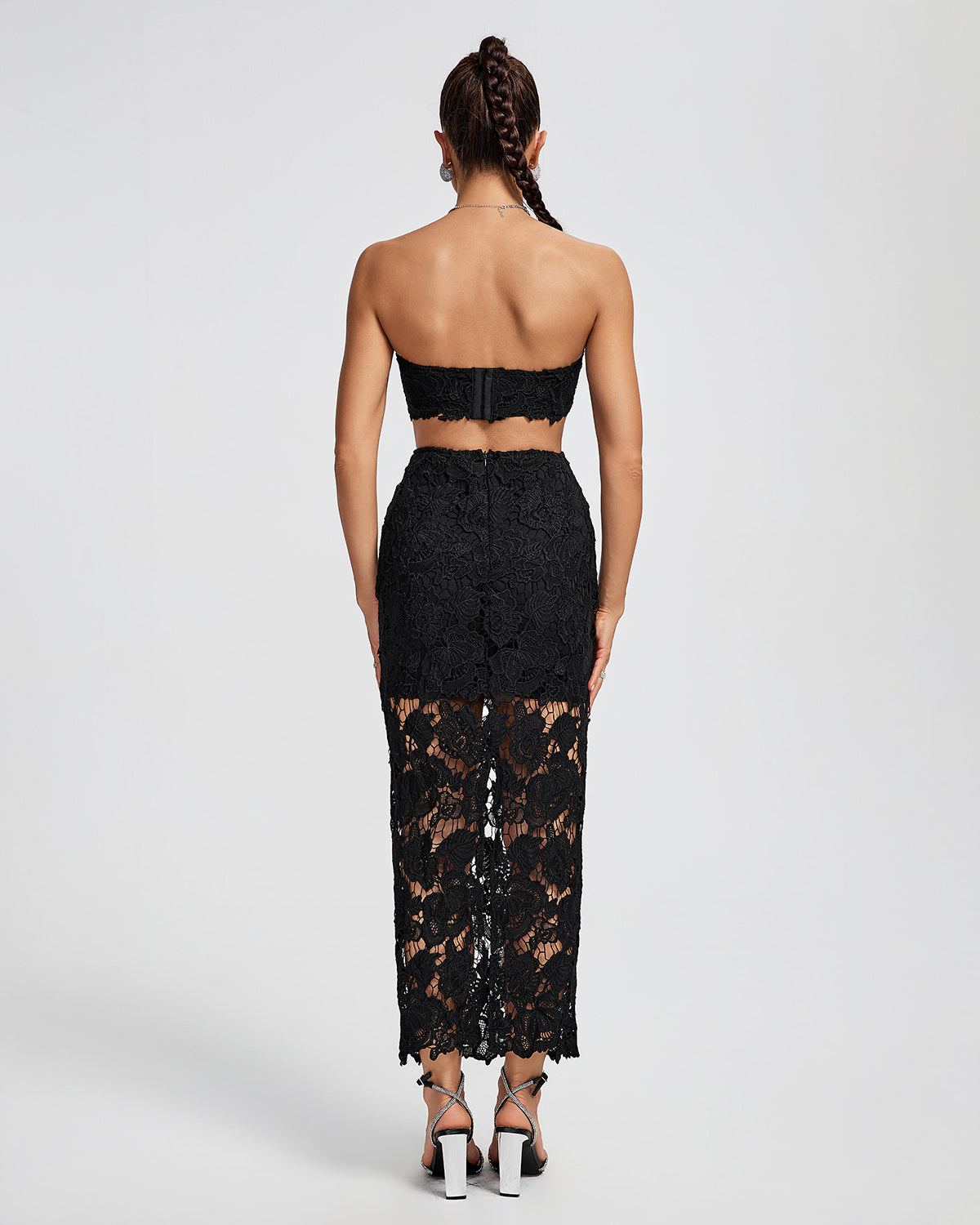 Sage Lefèvre — Lace Floral Cutout Bustier Maxi Dress, alternate view 3