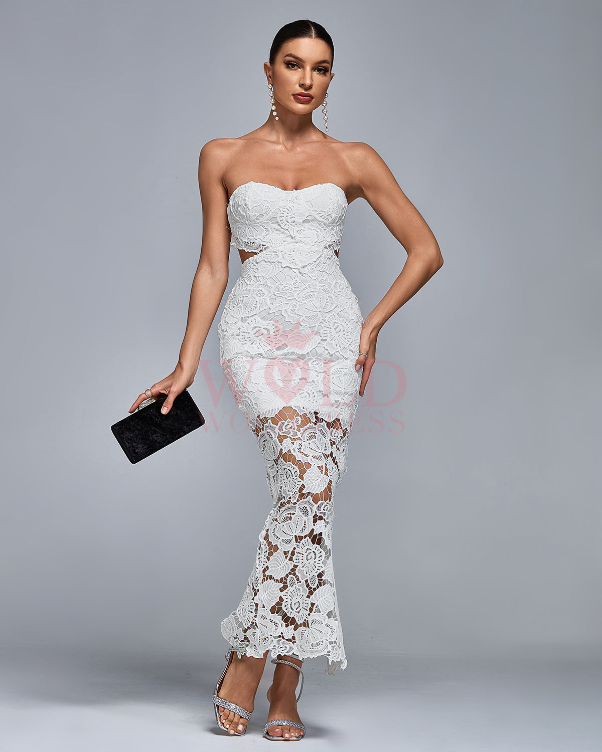 Ivory Lefèvre — Lace Floral Cutout Bustier Maxi Dress, alternate view 2