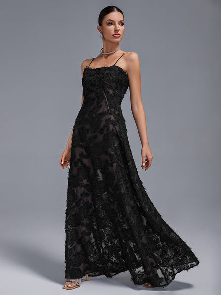 Strap Floral Lace Maxi Dress