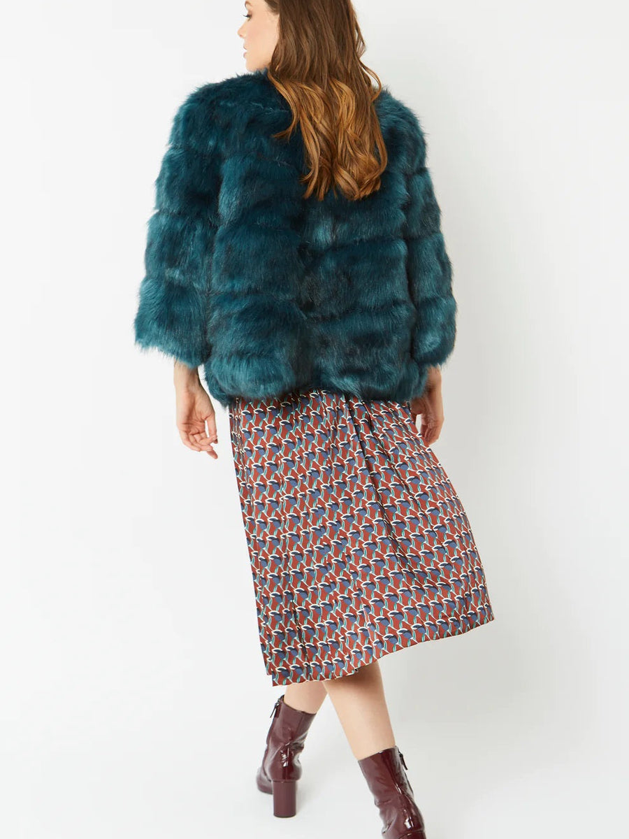 Teal Faux Fur Ella Coat-3